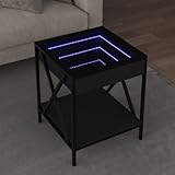 ULUYYUC Infinity-LED Couchtisch Schwarz 40x40x49 cm Robuster Beistelltisch mit RGB-Beleuchtung für...
