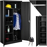 tectake Aktenschrank, Spind Schrank, Mehrzweckschrank, Garderobenschrank mit Kleiderstange,...