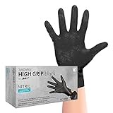 AMPri High Grip Einmalhandschuh aus Nitril, Größe XL, schwarz, SolidSafety: extra griffiger und...
