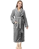 NY Threads Morgenmantel Damen Fleece Plüsch Weich Bademantel Nachtwäsche Hausmantel (Mittel,...