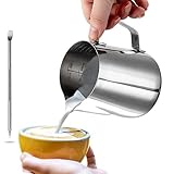 Dailyart Milchkännchen, Milchkännchen aus Edelstahl Milk Pitcher 350ml/12oz Milchkanne...