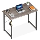 ODK Kleiner Schreibtisch, 80×40cm Computertisch Bürotisch mit Kopfhörer Halter und...