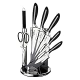 Zilner Messerset Messerblock - 8-teilig - Edelstahl - Messer Küchenmesser - Messerschärfer Schere...