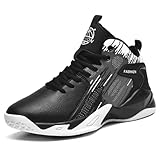 BINQER Herren High Top Basketball Sportschuhe Modische Anti-Rutsch-Basketballstiefel(Black White,46...