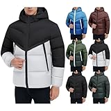 Winddichter isolierter Mantel, Patchwork-Farbe, leicht, verstaubar, mit Taschen, für Winter,...