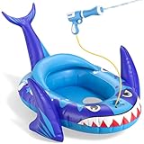 Sunrad Schwimmring Kinder mit Wasserpistole,Aufblasbarer Hai Schwimmreifen Kinder Schlauchboot...