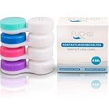 4 STÜCK - FUCHSI Kontaklinsenbehälter | Keimfrei | Deutsche Marke | Geeignet für weiche/harte...