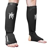 Meister Schienbein- und Fußschützer aus elastischem Stoff MMA (Paar) – Schwarz – S/M
