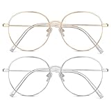 ACWOO Blaulichtfilter Brille, 2er-Set Rund Anti Blaulicht PC Gaming Brillen Mode Brille, Metall Blue...