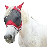 Gallopoff Fliegenmaske Pferd, Pferdemaske mit Ohren Schützerschutz, Atmungsaktives Mesh
