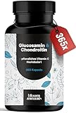 Glucosamin Chondroitin Hochdosiert - 365 Kapseln - mit pflanzlichem Vitamin C, Arthrose Kapseln - &...