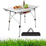 Klappbarer Campingtisch höhenverstellbar, Kleiner Klapptisch Aluminium, tragbare Campingtische mit...