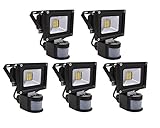 5X 20W SMD Fluter mit Bewegungsmelder LED Strahler Warmweiß Warmweiss Licht IP65 Wasserdicht LED...