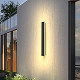 brightower Lange Villa Wandleuchte Schwarz, Außenwandleuchte Wasserdicht Ip65, Aluminium Acryl...