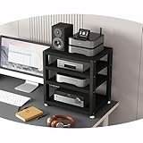 HiFi-Desktop-Verstärker-Rack mit 4 Ebenen, Holz, Audio-Tower, Medienständer,...