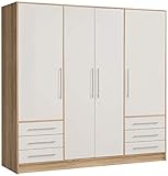 FORTE Jupiter Schrank 200 210, Kleiderschrank, Drehtürenschrank, 4-türig, mit 6 Schubladen und...