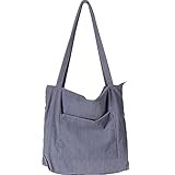 WantGor Cord Tasche Damen Umhängetasche mit Reißverschluss, Groß Handtasche Tote Bag Shopper...