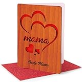 DUOUPA Grußkarten für Mama, Muttertagskarte mit Umschlag, Beste Mama Geschenkkarte, Holz Karte...