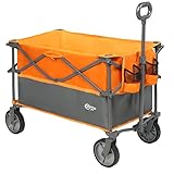 Portal Bollerwagen faltbar XXL Große Ladefläche Handwagen Transportwagen mit Getränkehalter...