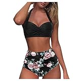MIN Ying Badeanzug mit hoher Taille, Vintage, Damen, Bikini, Bademoden, Push-Up, Halter, Badeanzug,...