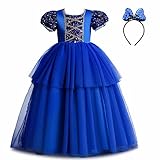 NSICBMNO Blaues Partykleid für Mädchen, Tutu-Partykleider mit Kopfbedeckung, große Mädchen,...