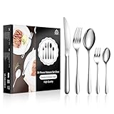 vancasso Besteck Set 6 Personen,30-Teilig Silberbesteck mit 6x Messer/6x Gabel/6x Löffel/6x...