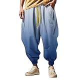 Haremshose Herren Baggy Outdoor Hosen Für Herren Farbverlauf Trainingshose Mit Taschen Und Gummizug...