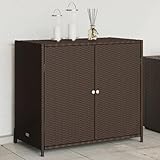 LAPOOH Gartenschrank Braun 83x45x76 cm Poly Rattan, Geräteschuppen, Gerätehaus, Wetterfest,...