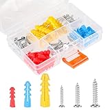 Arcjunys 60 STK Dübel Set mit Schrauben Dübel Set Screws and Wall Plugs Set Holzschrauben...