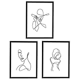 ArtbyHannah 3er Wandbilder Poster Set mit Schwarzer Rahmen 27,9x35,6cm minimalistische abstrakte...