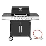 Royal Gourmet 4+1 Brenner Gasgrill Grillwagen mit automatischer Zündung,integriertem Thermometer...