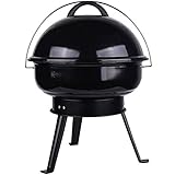 Holzkohlegrill, Barbecue-Grill, mit klappbaren Herdbeinen, runder Grill, für Grillpicknick im...