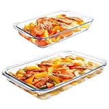 APACALI 2 Stück Auflaufform Glas, 1.6L und 3L Lasagne Auflaufform Glas, Groß Lasagne Rechteckig,...