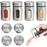 4 Stück Gewürzstreuer, Gewürzdosen Edelstahl, 80ml Gewürzstreuer Glas, Gewürzgläser mit...