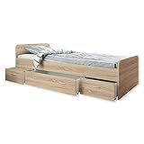 BORO Modernes Einzelbett mit 3X Schubkästen 90 x 200 cm - Praktisches Jugendzimmer Kojenbett in...