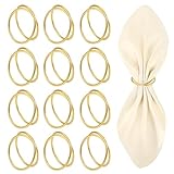 12 Stück Runde Serviettenringe Metall Gold, Serviettenringe Gold Metall Aus Metall mit...