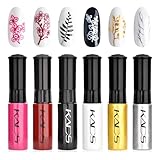 6 Farben Nagellack Set bunter metallische farbe glitzer Stempeln polnischen Detailliertes Gemälde...