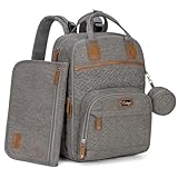 KABAQOO Wickeltasche Rucksack, Große Unisex Babytaschen für Jungen Mädchen, Multifunktionaler...