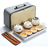 EYCIEROT EIN Tee-Topf-Set Gung Fu Teaware Tragbare Teekanne für Reisen im Freien Keramikkochkessel....