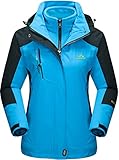 TACVASEN Damen 3-in-1 Jacke Wasserdicht Fleece Gefüttert Kapuzenmantel für Winter Outdoor Ski...