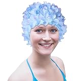 Badekappe Mit Blumenmuster, Badekappen Für Schwimmer Für Damen, Badekappe Für Damen, Modische 3D...