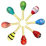 8 Stück Maracas, Holz Rassel für Musikunterricht Professionelle, Rassel Musikinstrument Rasseln...