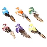 RUIJIE 6Pcs Künstliche Federvögel, Künstliche Vögel Deko mit Clip, künstliche Vogel Dekor...