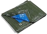 kippen Abdeckplane mit Ösen, zweifarbig, 90 g/m², Größe (12 m²), grün/blau, 3x4 m