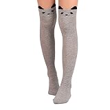 UJSQNDG Socken Ohne Naht Damen Kurzsocken Socks Over Catoon Socks High Sock Long Women Knee Socks...