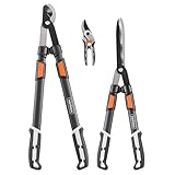 VonHaus 3-Teiliges Gartenscheren Set – Baumschere, Heckenschere, Gartenschere – Teleskopisch...