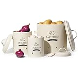 Theo&Cleo Kartoffel Vorratsdosen Set, Kartoffeltopf im Retro Design Zwiebeltopf, Großer...