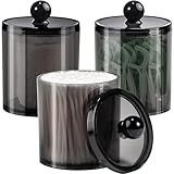 ALINK Kosmetik Organizer, 3 Stk Wattestäbchen Halter, schwarze Apothekergläser für Badezimmer,...