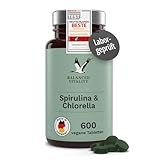 Spirulina und Chlorella 1600 mg - 600 vegane Presslinge für 2,5 Monate - Mikroalgen ohne...