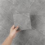 Hode 50 Stück Fliesenaufkleber Küche Bad 15x15 cm Grau Marmor, Fliesenfolie Selbstklebende Fliesen...